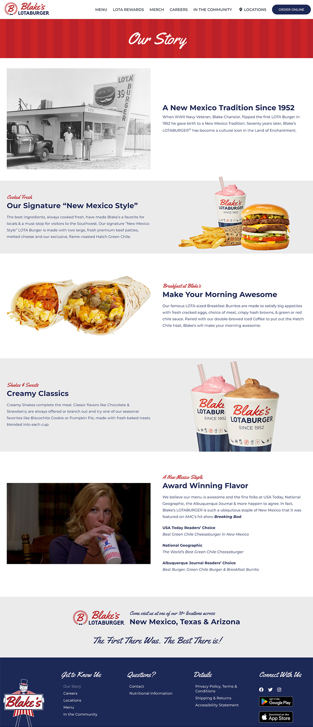 Blake's Lotaburger Website Company History Page